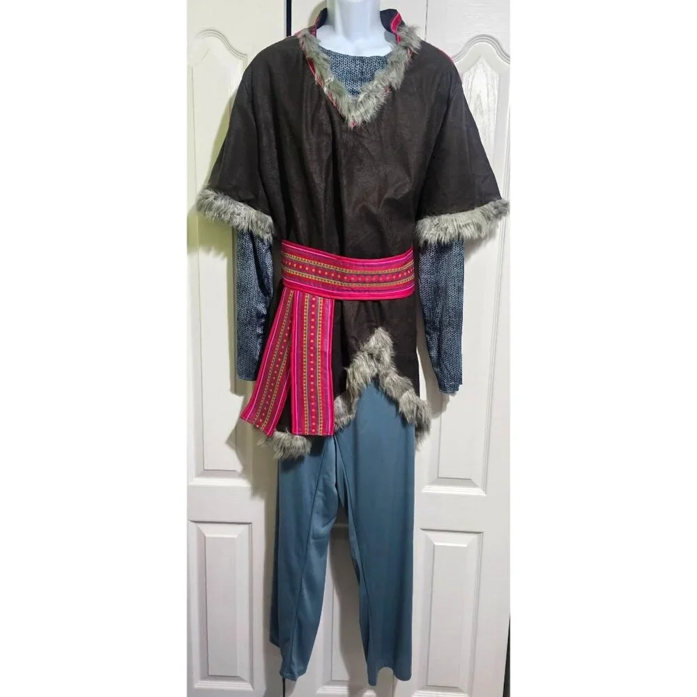 Disguise Men's Brown Faux Fur Trimmed Poncho with Pink Striped Sasha